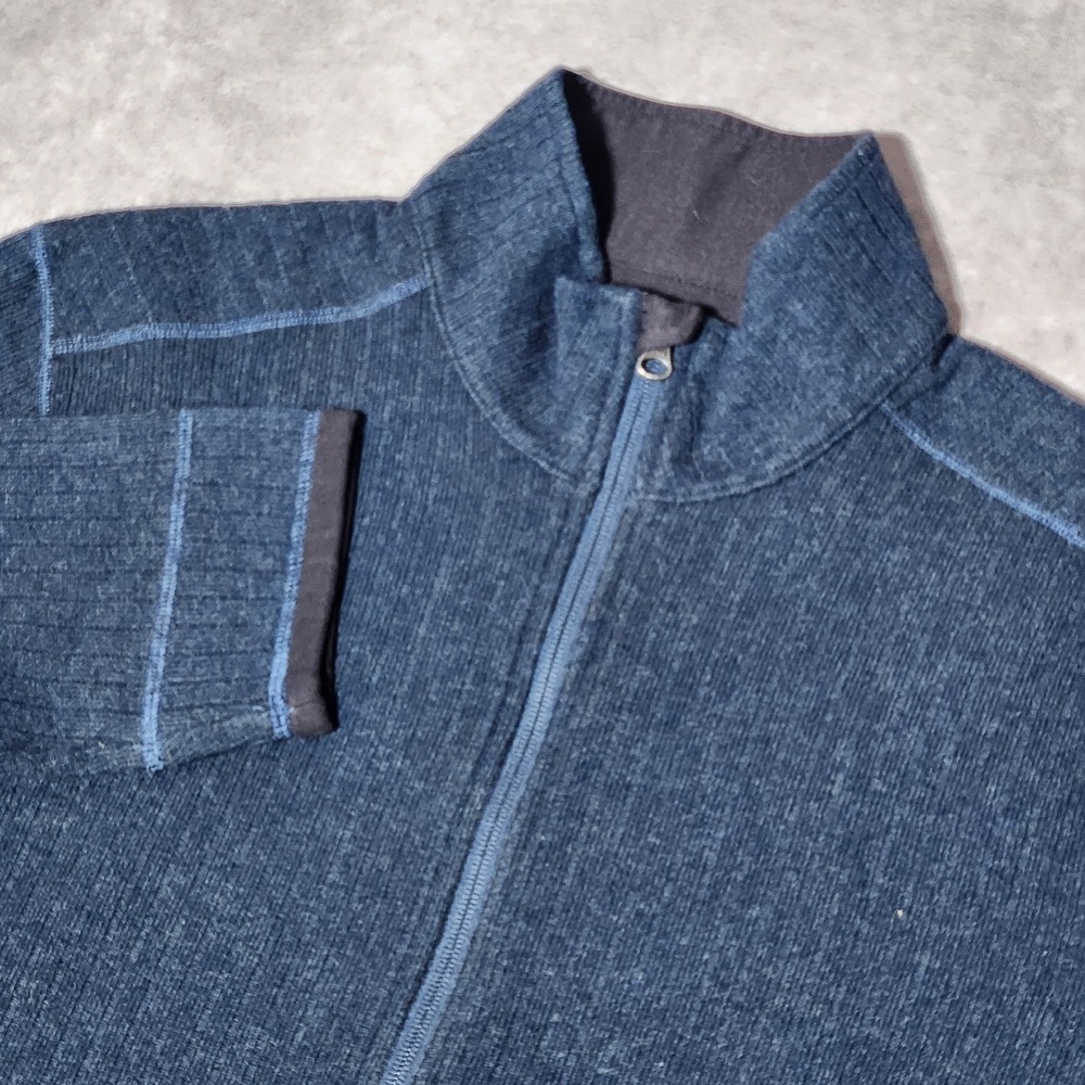 Men's PRANA Barclay full-zip Sweater Recycled Wool Blend Navy Blue sz‎ M *Read*